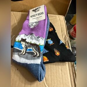Twisted Toes Novelty Socks - Purple and Black. 2 pair